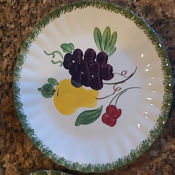 2 Plates Fruit Fantasy Blue Ridge Hand painted Southern Potteries - Picture 2 of 5
